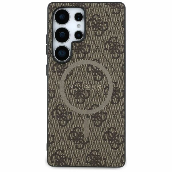 Θήκη GUESS για Samsung S25 Ultra Καφέ με Λογότυπο 4G & Δαχτυλίδι