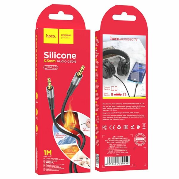 HOCO cable AUX Jack 3,5 mm (male) to Jack 3,5 mm (male) UPA22 1 m black