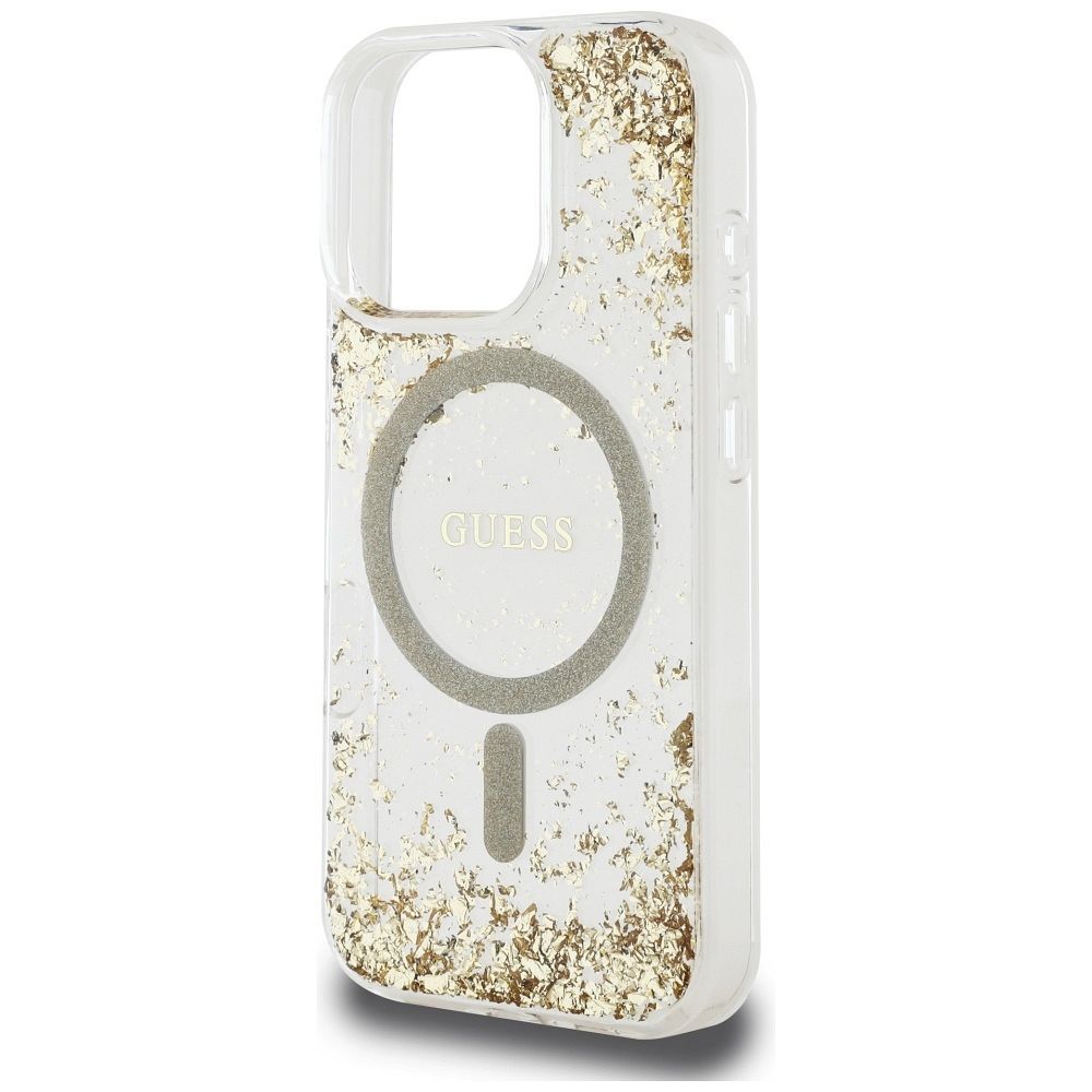 GUESS case for IPHONE 16 Pro compatible with MagSafe GUHMP16LRGRGED (Resin Bottom Glitter) gold
