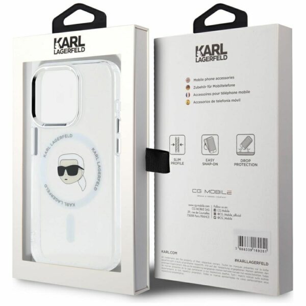KARL LAGERFELD case for IPHONE 15 Pro Max compatible with MagSafe KLHMP15XHLSKIH (IML Metal K Head) white
