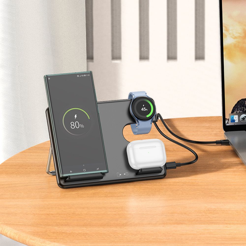 EOL HOCO wirelles charger 3in1 compatible with Samsung Watch 15W CQ2 black