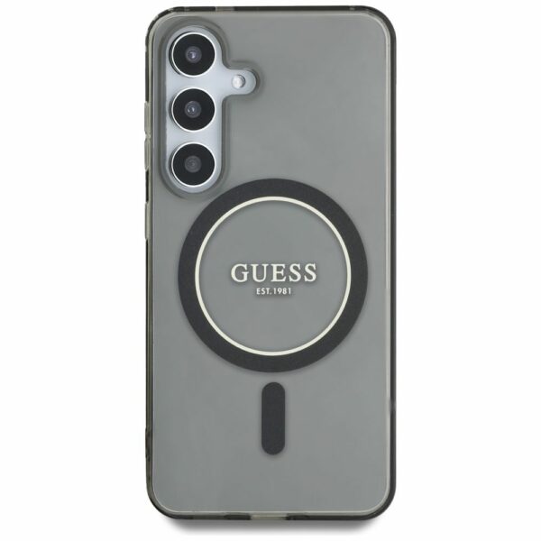 Θήκη Κινητού GUESS Samsung S25 Μαύρη με Γκλίτερ & Μαγνητικό Κύκλο