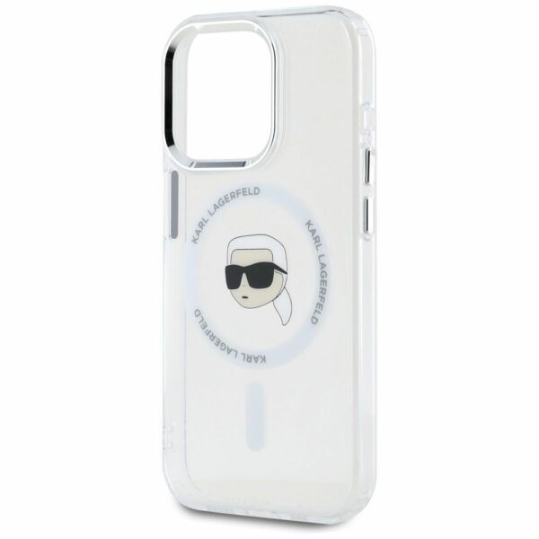 KARL LAGERFELD case for IPHONE 15 Pro Max compatible with MagSafe KLHMP15XHLSKIH (IML Metal K Head) white
