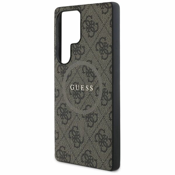 Θήκη GUESS για Samsung S25 Ultra Καφέ με Λογότυπο 4G & Δαχτυλίδι