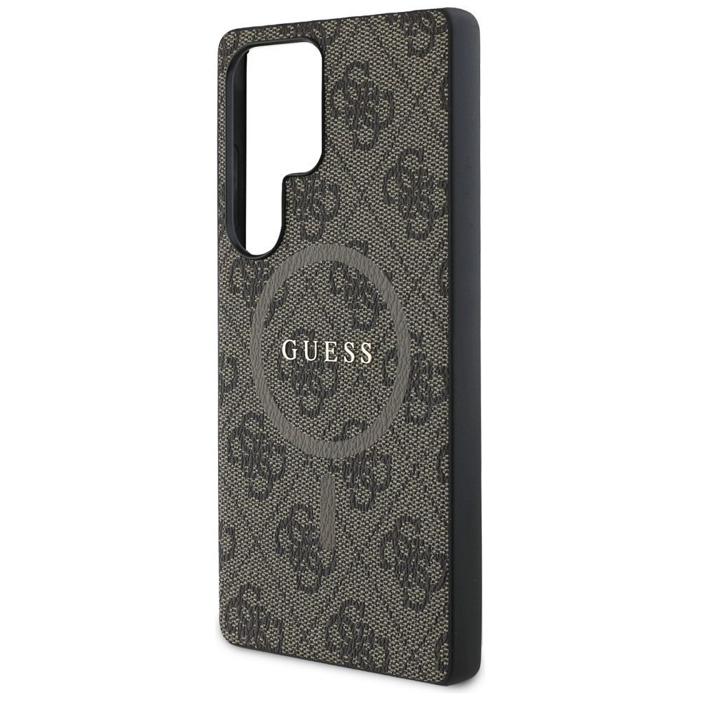 Θήκη GUESS για Samsung S25 Ultra Καφέ με Λογότυπο 4G & Δαχτυλίδι