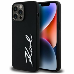 KARL LAGERFELD case for IPHONE 14 Pro Max KLHCP14XSCMSMVK (Silicone Sign Metal Logo) black