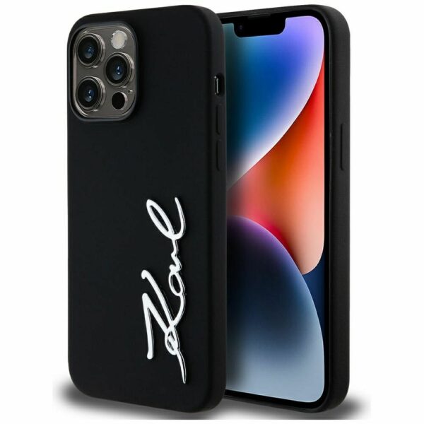 KARL LAGERFELD case for IPHONE 14 Pro Max KLHCP14XSCMSMVK (Silicone Sign Metal Logo) black