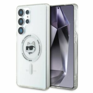 KARL LAGERFELD case for SAMSUNG S25 Ultra KLHMS25LHLSCHH (Magnetic IML Metal Choupette Head) white