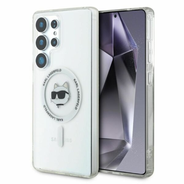 KARL LAGERFELD case for SAMSUNG S25 Ultra KLHMS25LHLSCHH (Magnetic IML Metal Choupette Head) white