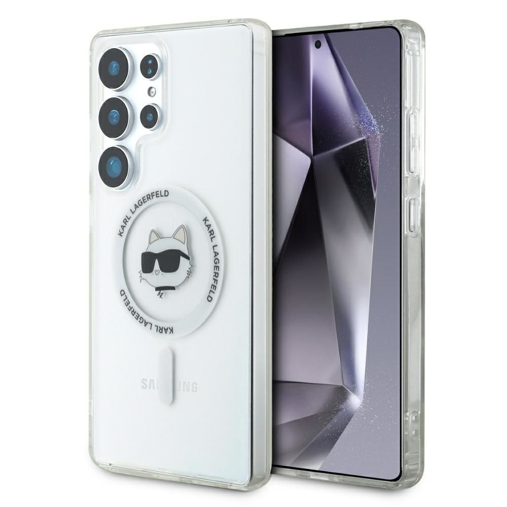 KARL LAGERFELD case for SAMSUNG S25 Ultra KLHMS25LHLSCHH (Magnetic IML Metal Choupette Head) white