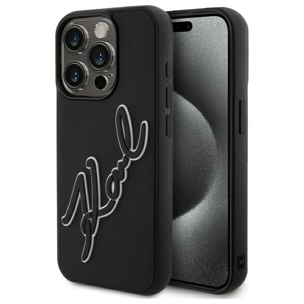 KARL LAGERFELD case for IPHONE 15 Pro Max KLHCP15X3DRKSDLK (3D Rubber Signature) black