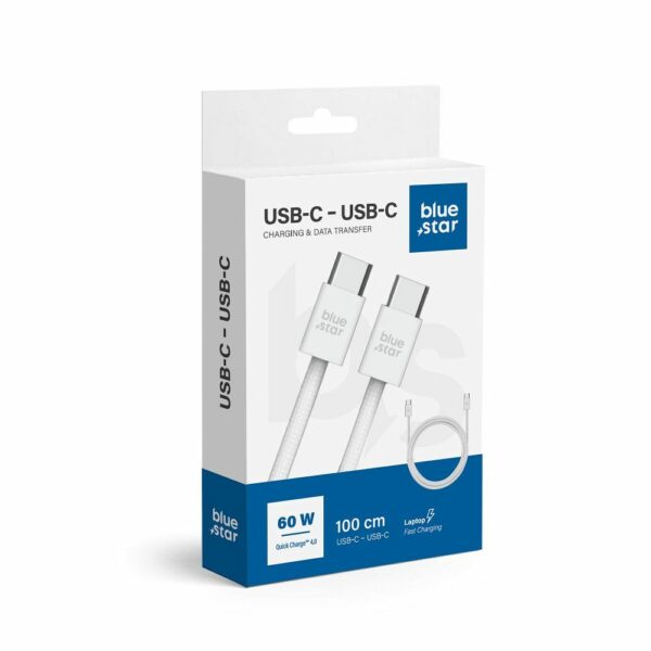 BLUE STAR cable Type C to Type C 6A 60W QC4.0 Q28 1 m white