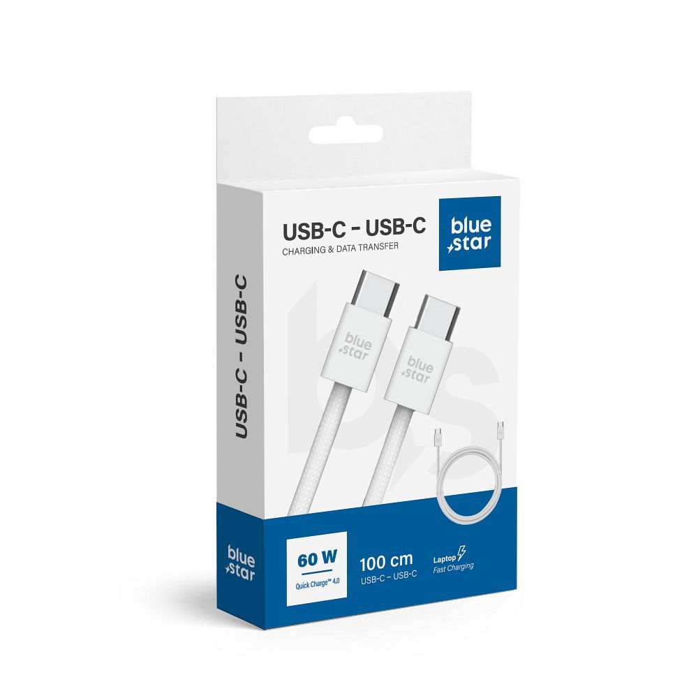 BLUE STAR cable Type C to Type C 6A 60W QC4.0 Q28 1 m white