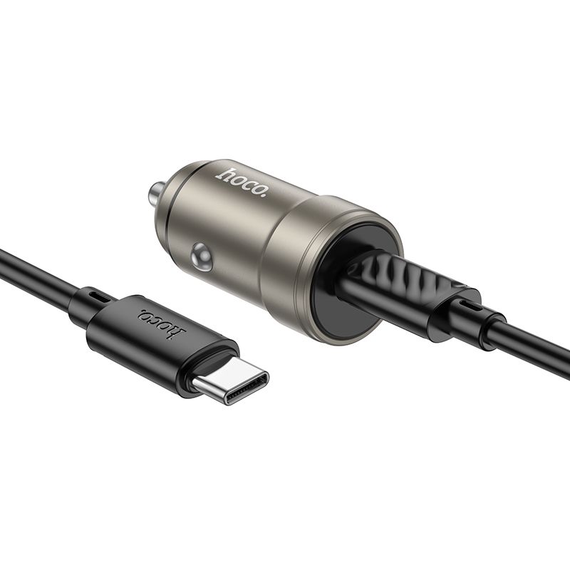 HOCO car charger Type C + cable Type C to Type C PD QC 30W Z57 metal gray