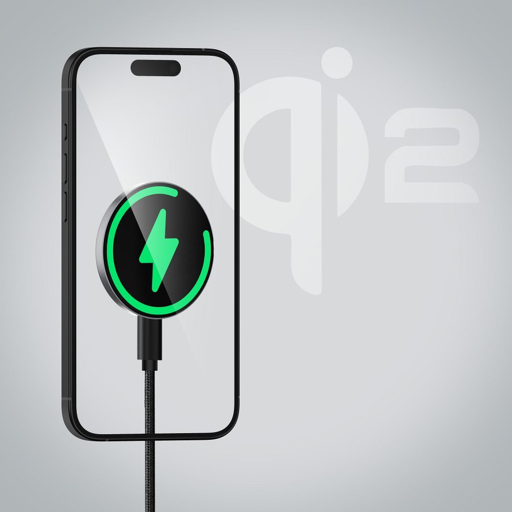 Ασύρματος Φορτιστής MagSafe FORCELL Qi2 15W με Αποσπώμενο Καλώδιο - Ασημί
