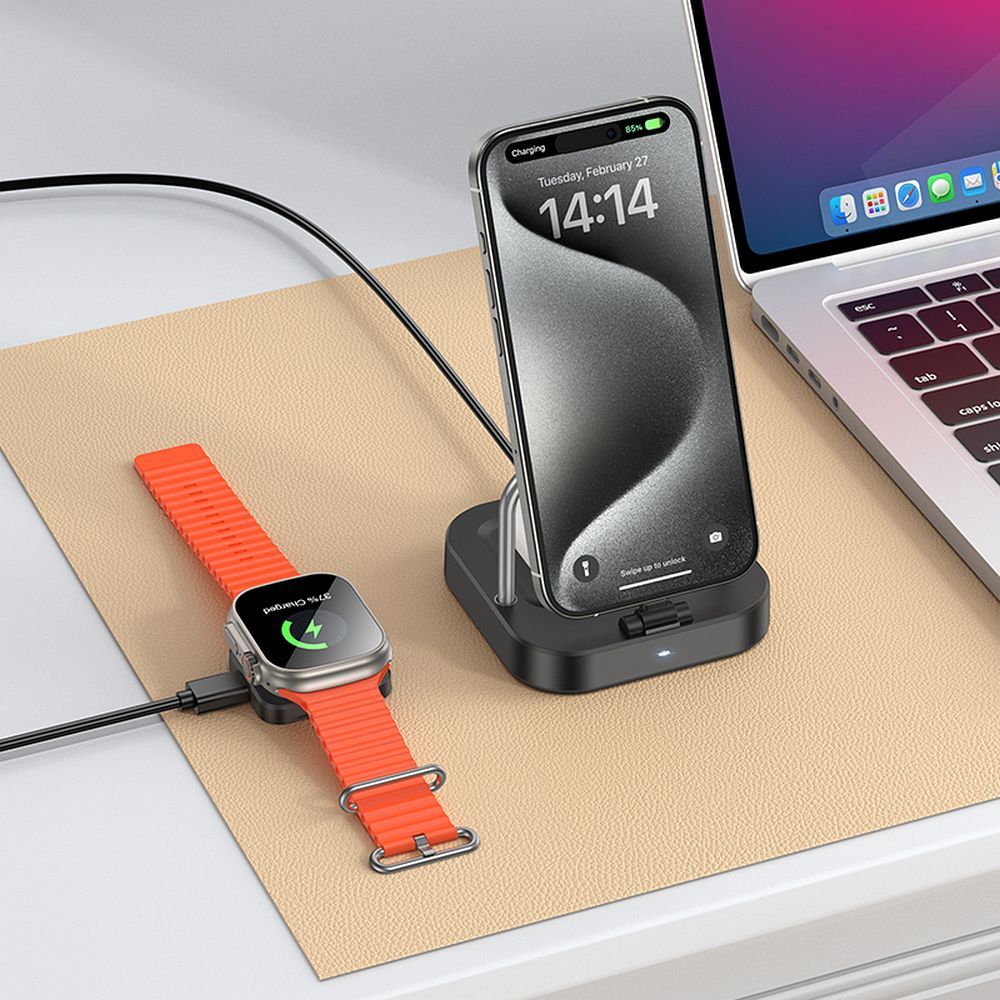 Ασύρματος Φορτιστής 3 σε 1 HOCO CQ16A για Apple Watch & Smartphones - Μαύρος