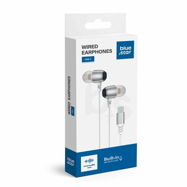 Ακουστικά Ψείρες Type-C BLUE STAR M09C με Μικρόφωνο & DAC - Λευκά