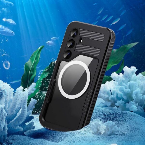 Waterproof case SHELLBOX MARS with metal ring for SAMSUNG S25 Plus black