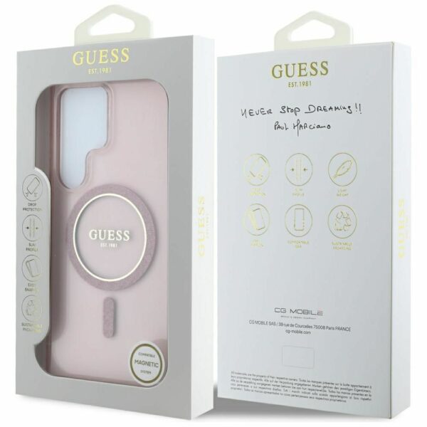 Θήκη Κινητού GUESS Samsung S25 Ultra Ροζ Glitter Μαγνητική