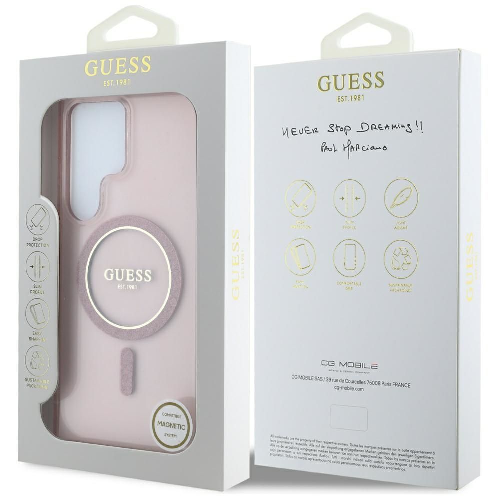 Θήκη Κινητού GUESS Samsung S25 Ultra Ροζ Glitter Μαγνητική