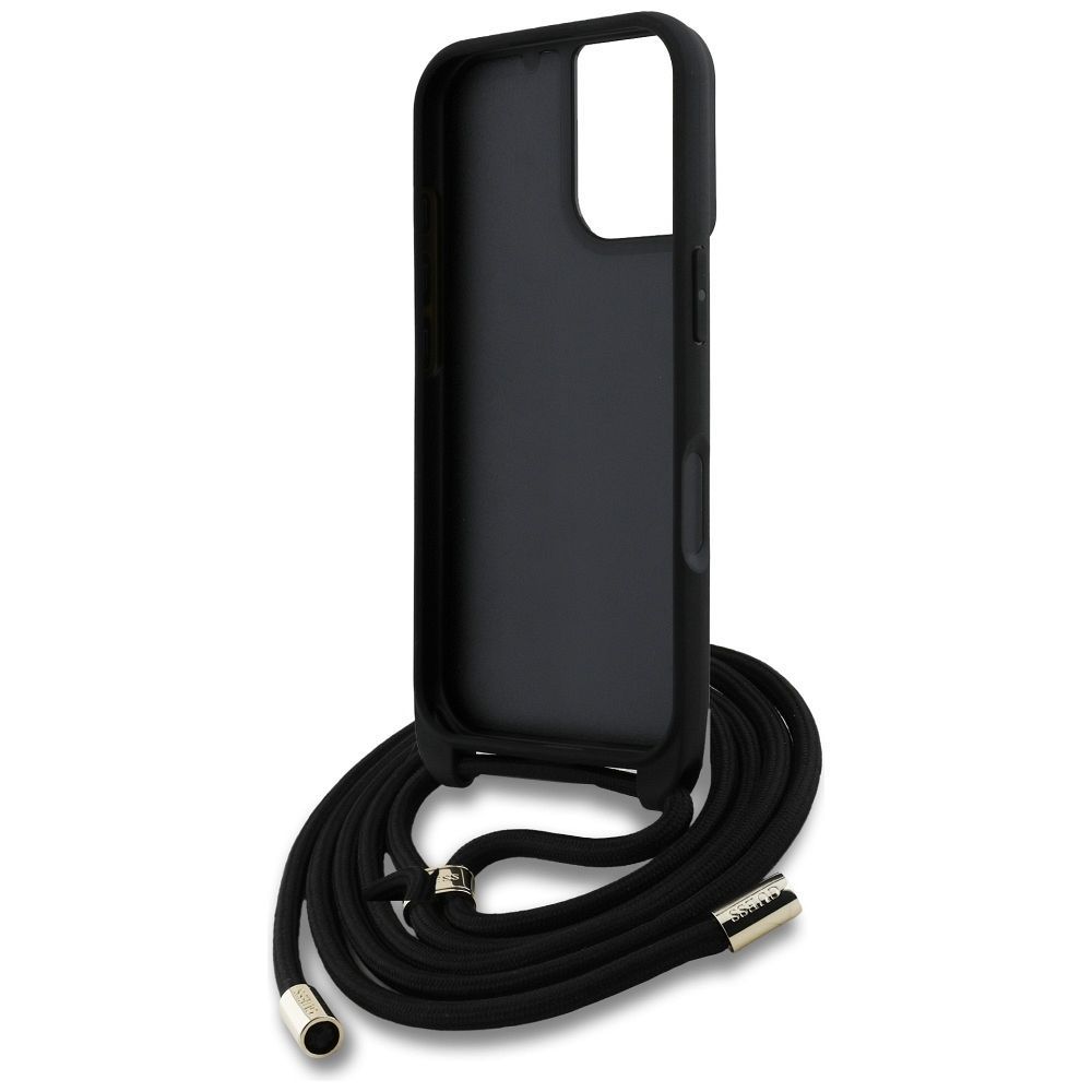 GUESS case for IPHONE 16 GUHCP16SP4GMGCRK (CBDY PU 4G Big Logo W/Cord Strap) black