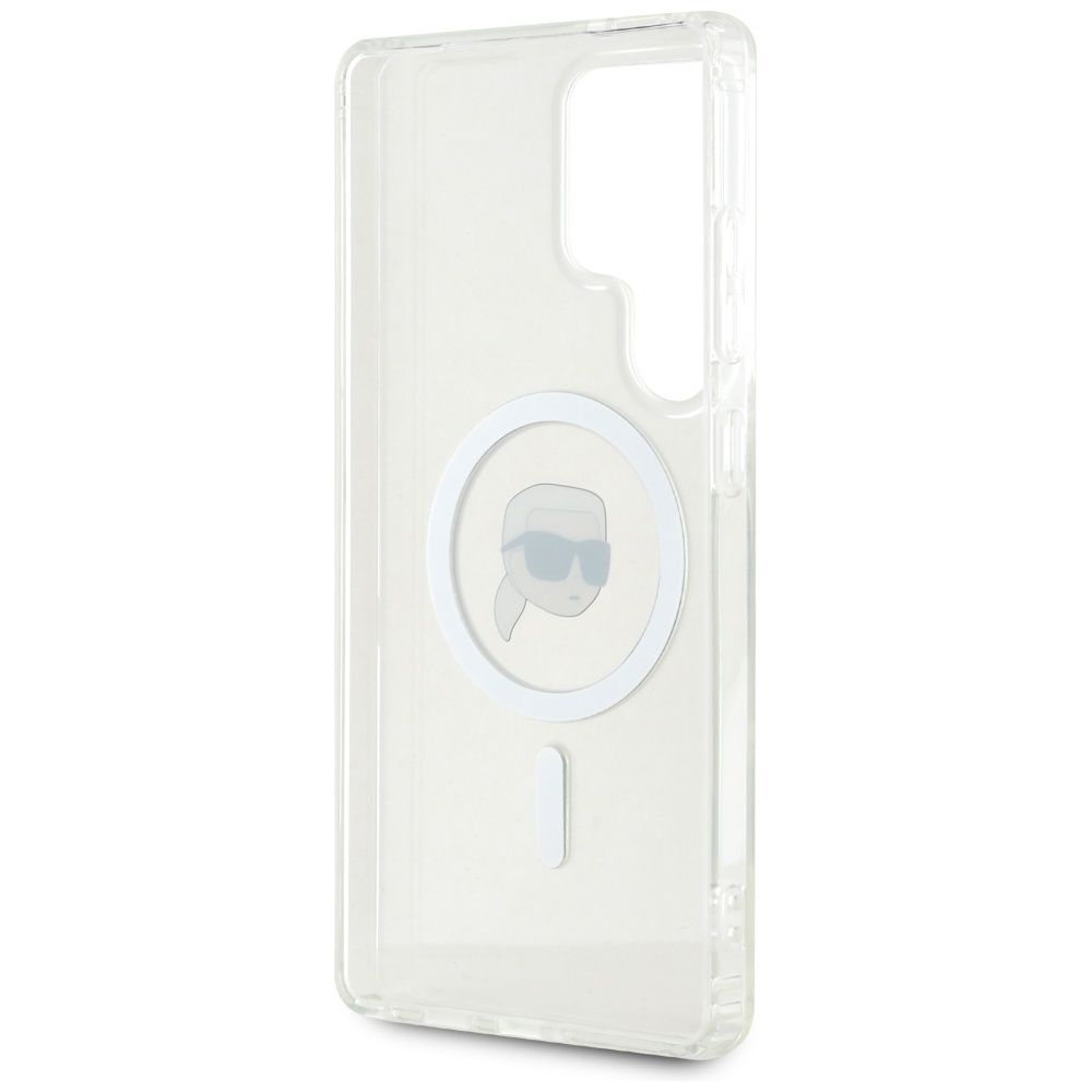 KARL LAGERFELD case for SAMSUNG S25 Ultra KLHMS25LHLSKIH (Magnetic IML Metal K. Heads) white