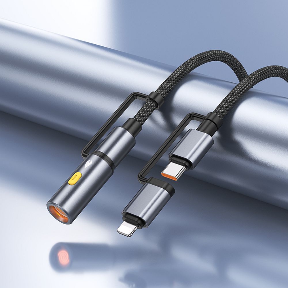 HOCO cable All-in-one Type C / Lightning to Type C / Cigarette lighter PD 3A 60W U138 1,2 m grey
