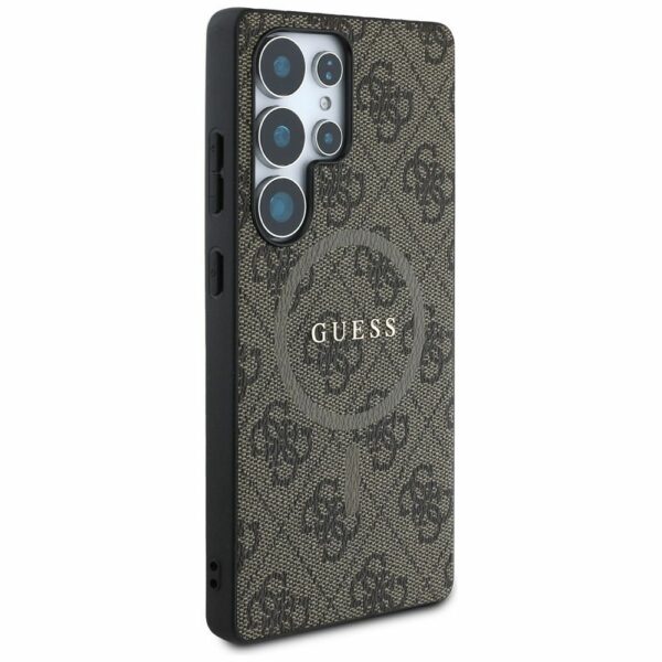 Θήκη GUESS για Samsung S25 Ultra Καφέ με Λογότυπο 4G & Δαχτυλίδι