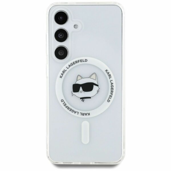 KARL LAGERFELD case for SAMSUNG S25 KLHMS25SHLSCHH (Magnetic IML Metal Choupette Head) white
