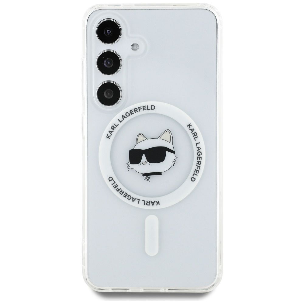 KARL LAGERFELD case for SAMSUNG S25 KLHMS25SHLSCHH (Magnetic IML Metal Choupette Head) white
