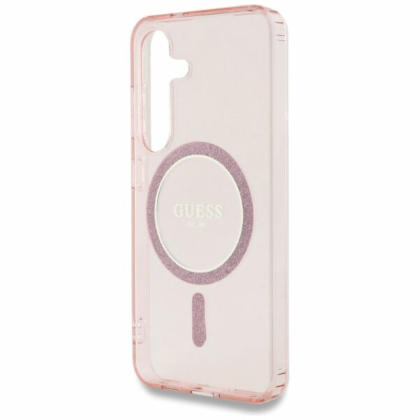 Θήκη Κινητού GUESS Magnetic Glitter Circle Ροζ για Samsung S25 GUHMS25SHFGEREP