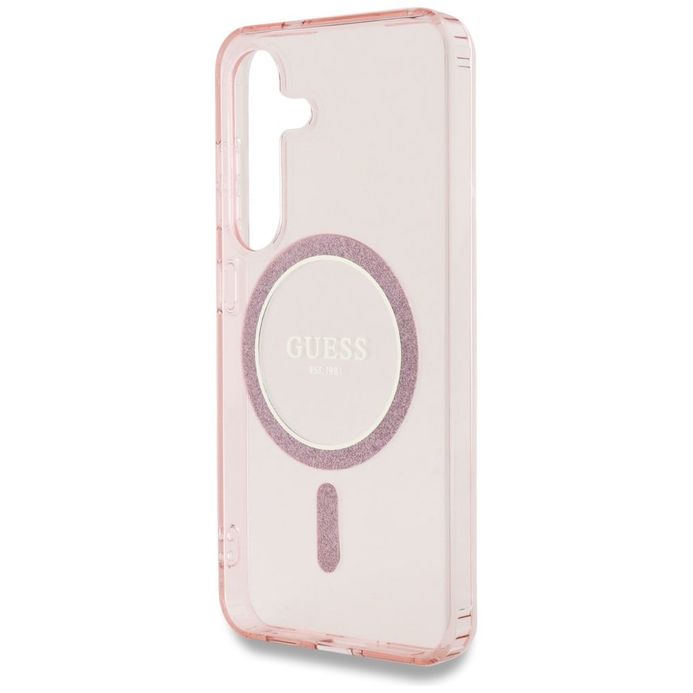 Θήκη Κινητού GUESS Magnetic Glitter Circle Ροζ για Samsung S25 GUHMS25SHFGEREP