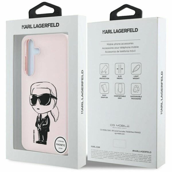 KARL LAGERFELD case for SAMSUNG S25 KLHMS25SPNYKGRTP (Magnetic Silicone Graffiti Ikonik) pink