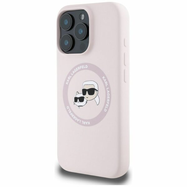 KARL LAGERFELD case for IPHONE 16 Pro compatible with MagSafe KLHMP16LSKCHTCP (Silicone KC Heads) pink