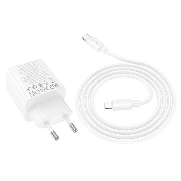 HOCO charger 2 x Type C + 2 x USB A + cable Type C to Lightning PD QC3.0 3A 20W N55 white