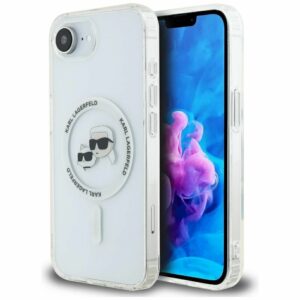 KARL LAGERFELD case for IPHONE 16e (SE 4 2025) compatible with MagSafe KLHMPSE4HLSKCH (IML Metal KC Heads) white