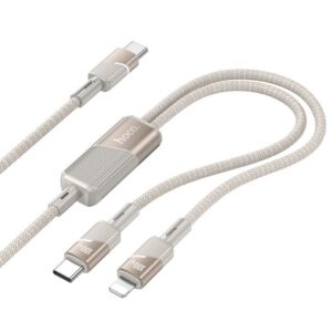 HOCO cable 2in1 Type C to Type C + Lightning 5A 100W U139 1,2 m gold
