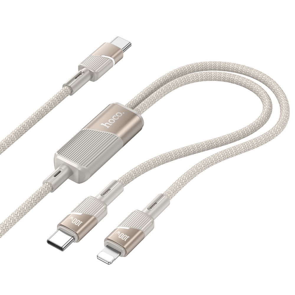 HOCO cable 2in1 Type C to Type C + Lightning 5A 100W U139 1,2 m gold