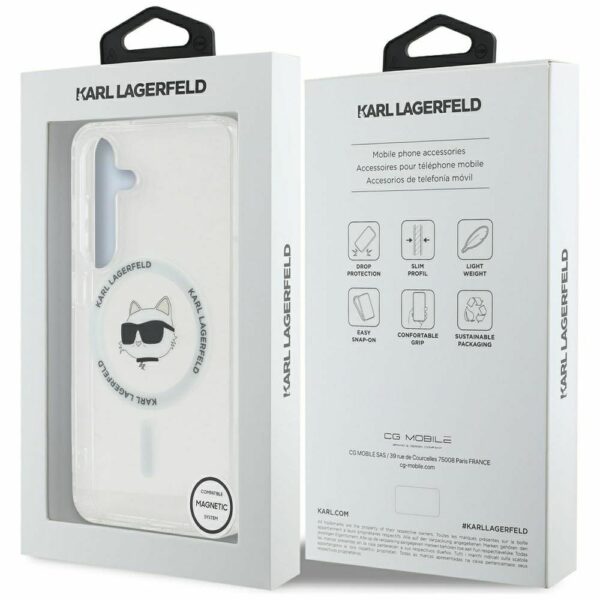 KARL LAGERFELD case for SAMSUNG S25 KLHMS25SHLSCHH (Magnetic IML Metal Choupette Head) white