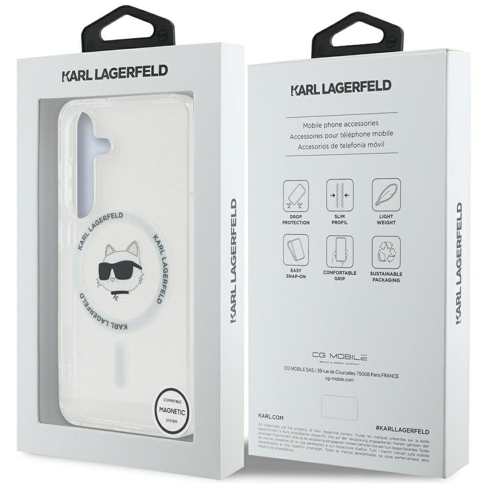 KARL LAGERFELD case for SAMSUNG S25 KLHMS25SHLSCHH (Magnetic IML Metal Choupette Head) white