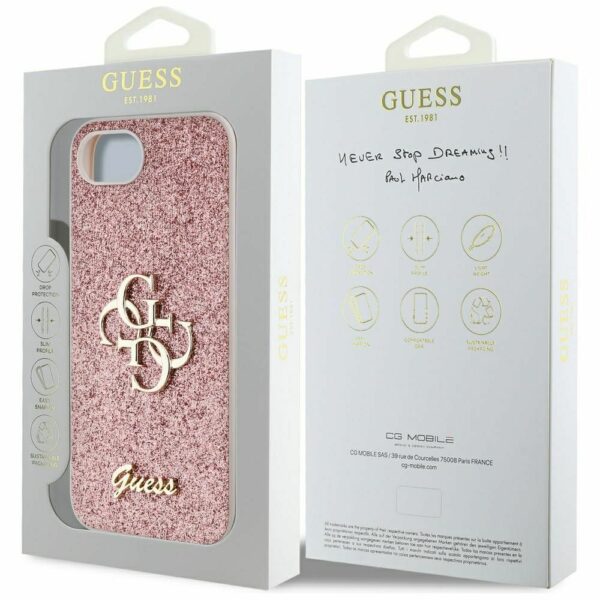 GUESS case for IPHONE 16e (SE 4 2025) GUHCPSE4HG4SGP (Fixed Glitter Big 4G) pink