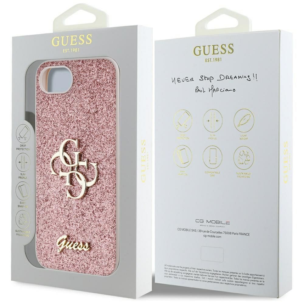 GUESS case for IPHONE 16e (SE 4 2025) GUHCPSE4HG4SGP (Fixed Glitter Big 4G) pink