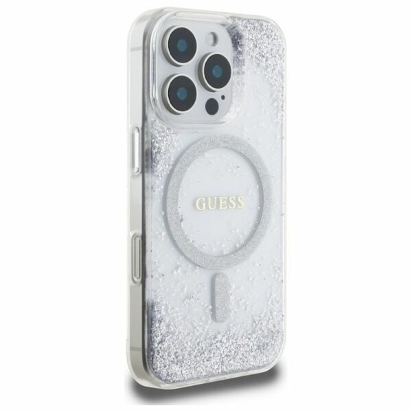 GUESS case for IPHONE 16 Pro compatible with MagSafe GUHMP16LRGRGES (Resin Gradient Glitter) silver