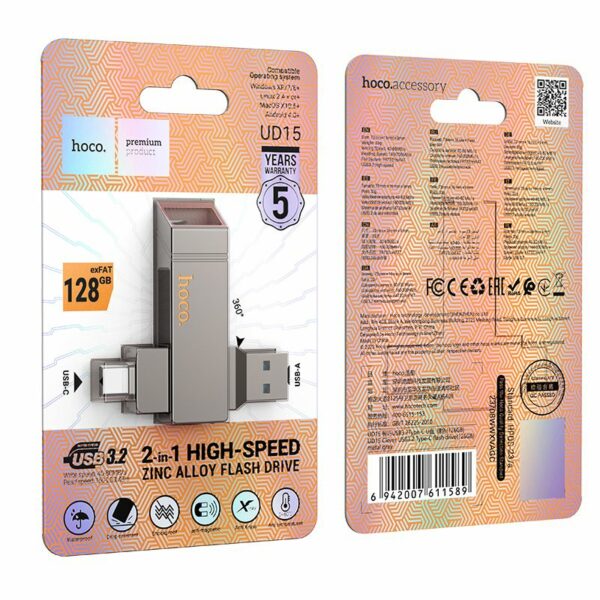 HOCO pendrive USB A + USB C UD15 128GB USB3.2