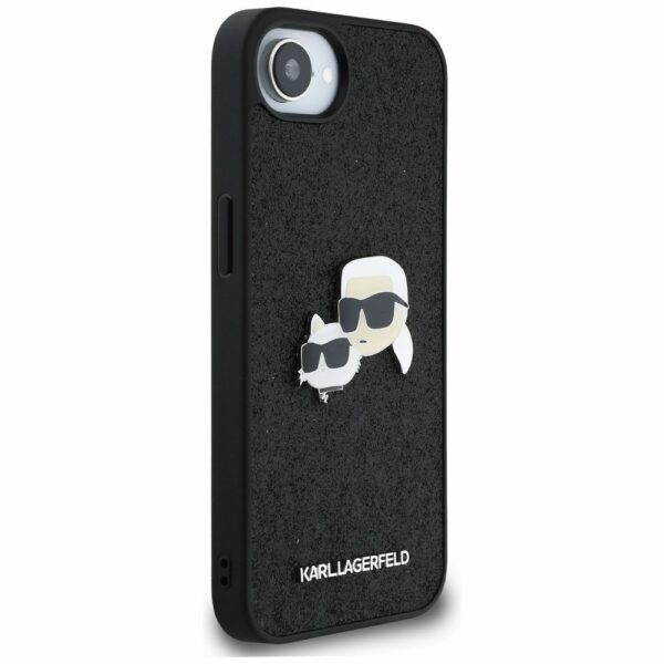 KARL LAGERFELD case for IPHONE 16e (SE 4 2025) KLHCPSE4PFGKCPK (Fixed Glitter K&C Heads Logo Metal Pin) black