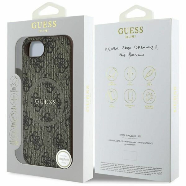 GUESS case for IPHONE 16e (SE 4 2025) compatible with MagSafe GUHMPSE4G4GFRW (PU 4G Ring Classic Logo) brown