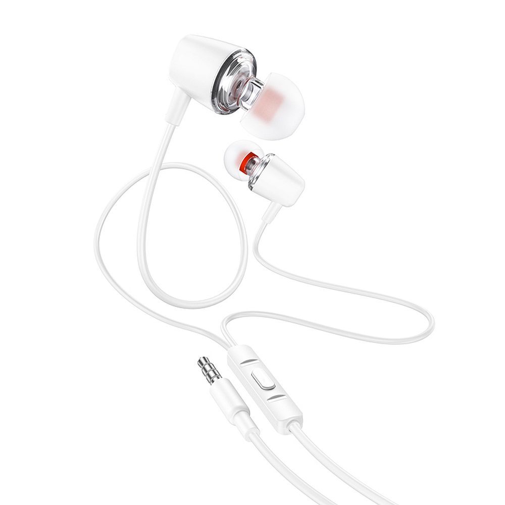 HOCO wire earphones Jack 3,5 mm with microphone M107 white