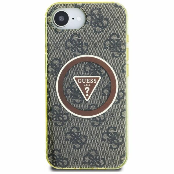 GUESS case for IPHONE 16e (SE 4 2025) compatible with MagSafe GUHMPSE4HG4PRTGW (IML Metal Glitter 4G Circle Triangle) brown