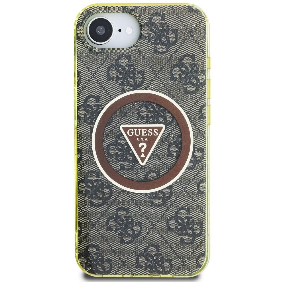 GUESS case for IPHONE 16e (SE 4 2025) compatible with MagSafe GUHMPSE4HG4PRTGW (IML Metal Glitter 4G Circle Triangle) brown