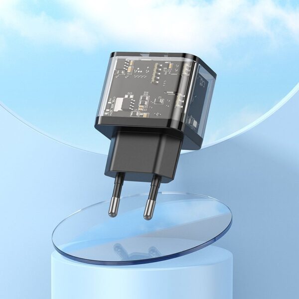 HOCO wall charger USB A + Type C PD QC3.0 3A 20W N34 transparent